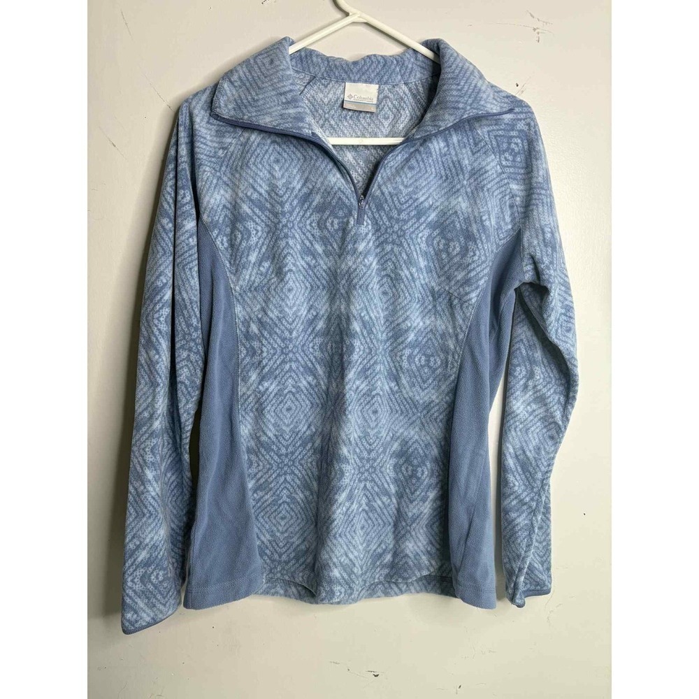 Columbia Arctic Air Quarter Zip Long Sleeve Fleece Pullover Large Blue Diamon